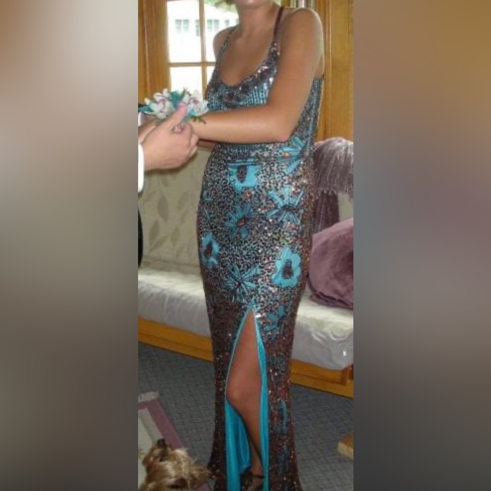 Bronze sequin prom dress